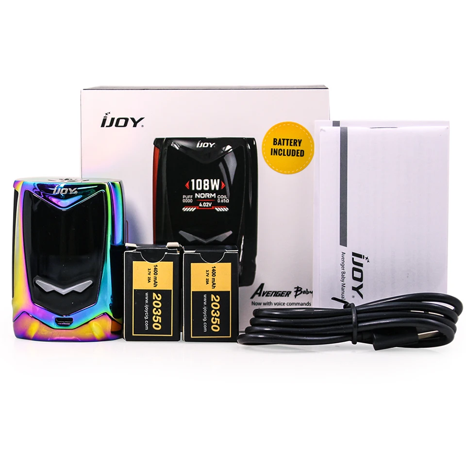 Оригинал IJOY Мститель baby 108W Box Mod 2800mAh Голосовое управление TC Портативный с ЖК