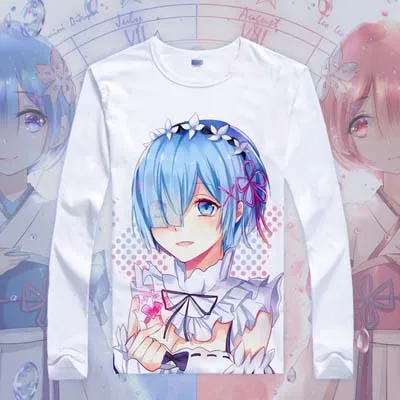 Re:Zero kara Hajimeru Isekai Seikatsu T-shirt Anime Emilia Rem Cosplay T Shirt Cartoon Student Tops Tees | Мужская одежда