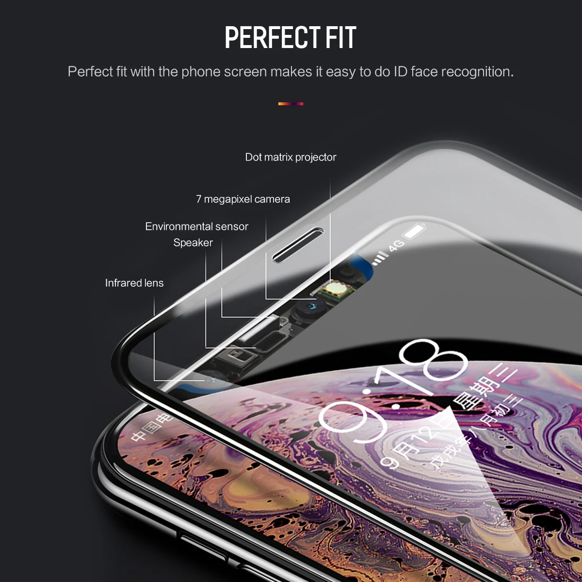 ROCK Полное покрытие экрана протектор для iPhone XS Max изогнутый край Ультратонкий Закаленное стекло для iPhone 6,"