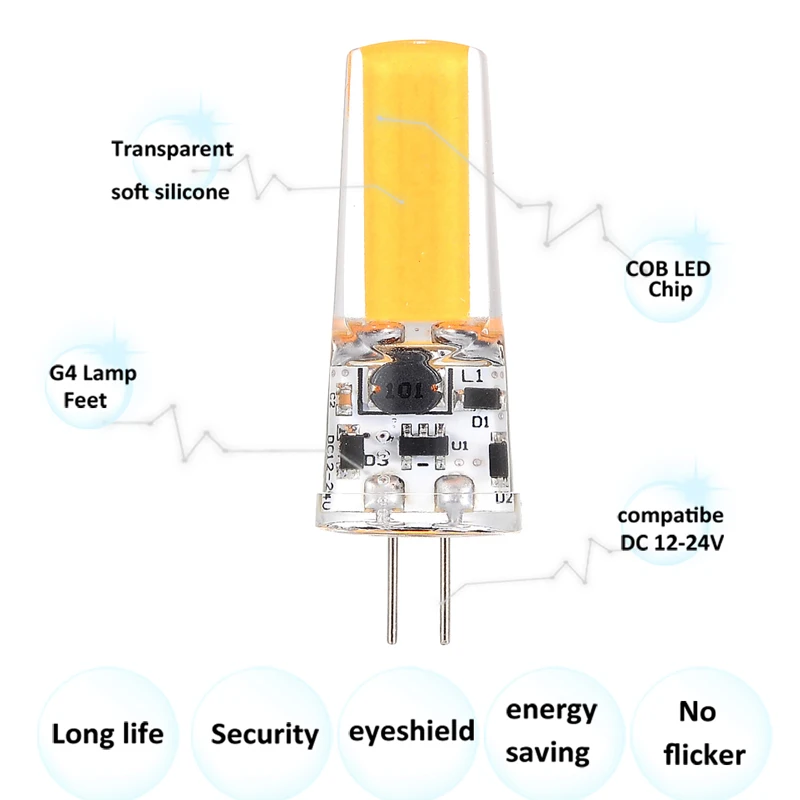 Светодиодная лампочка G4 COB 2508 1505 белый теплый прясветильник свет для шкафа