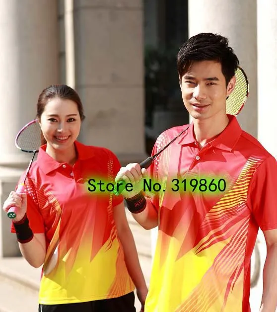 Wholesale New arrival 2014 new badminton clothing for male and female quick-drying lapel T-shirt SB47199 | Мужская одежда