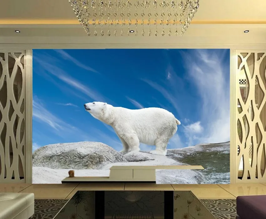 Пользовательские 3D росписи медведи полярное небо Животные Природа papel де parede