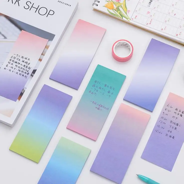 60 комплектов градиент цвета радуги бумаги для заметок на клейкой основе колодки