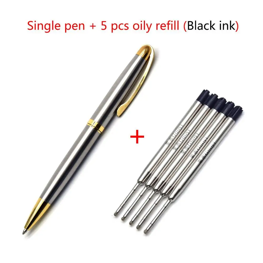 Steel-5 Black refill CCCAGYA C030 Классическая вращающаяся металлическая шариковая ручка для изучения офисных канцелярских принадлежностей школьный подарок ручка и гостиничная деловая письменная ручка - Цвет: Steel-5 Black refill