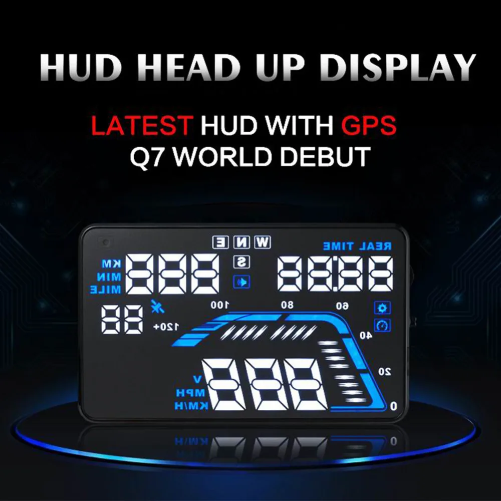 5 &quotQ7 Универсальный Автомобильный GPS HUD скорость одометр дисплей Цифровой