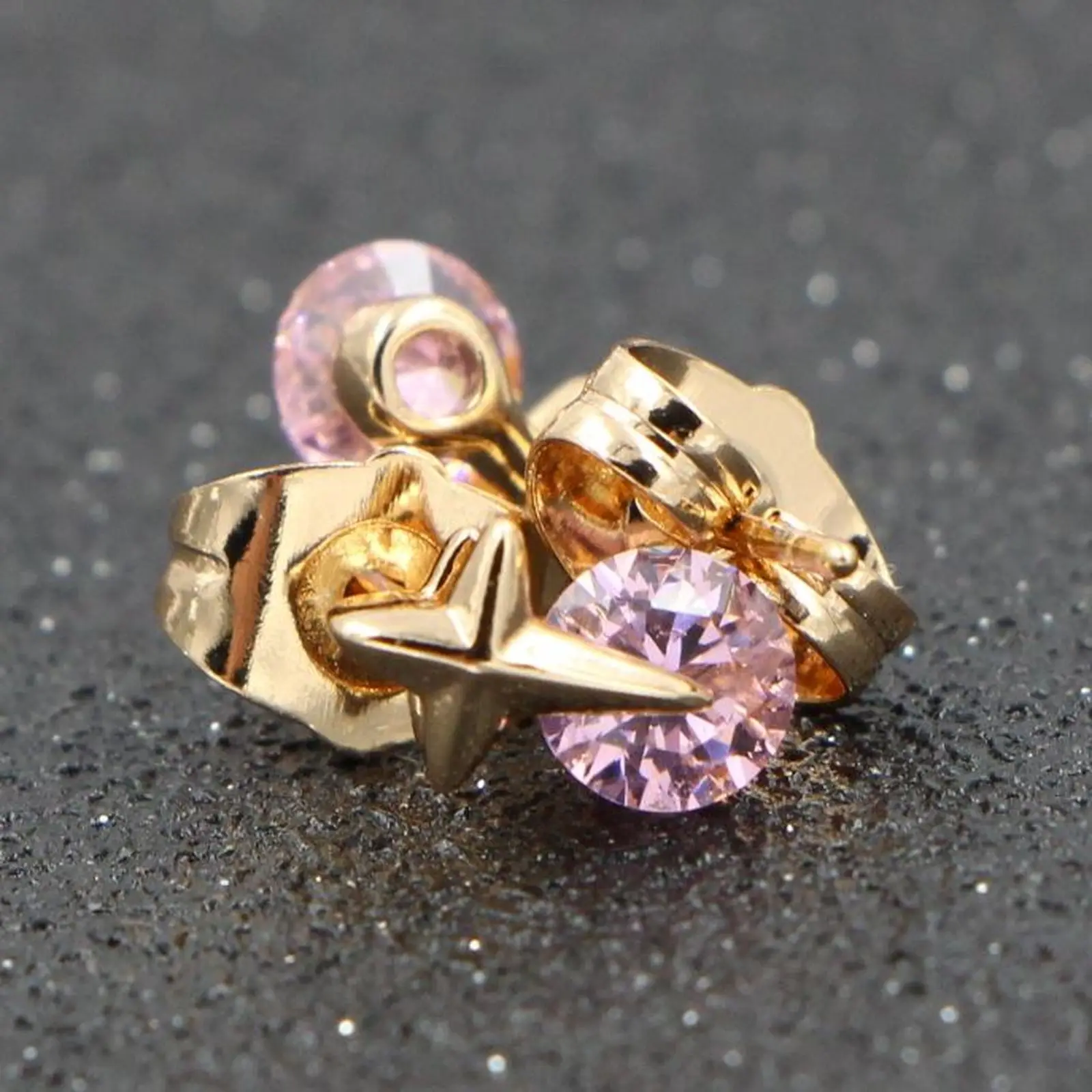 Женские серьги-гвоздики HeeZen серьги с розовым камнем и цирконием в форме звезды