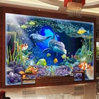 Пользовательские Фото Фреска обои нетканые 3D стереоскопический подводный мир дельфинов Гостиная диван ТВ Задний план настенная живопись