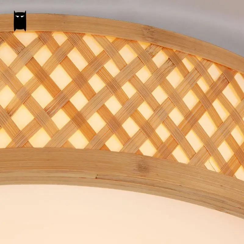 Круглый бамбуковый Плетеный ротанговый Акриловый светодиодный потолочный