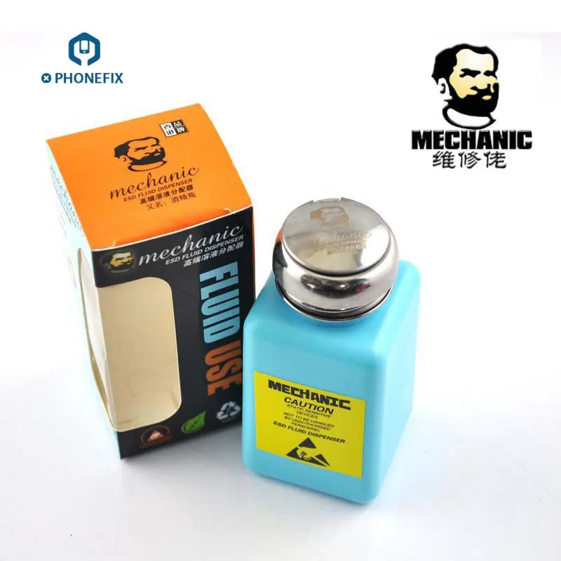 100ml PHONEFIX Mechanic бутылка для алкоголя 100/180 мл пластмассовая Бутылка для жидкости контейнер для алкоголя ESD многоразовый очиститель диспенсер Пустой насос - Цвет: 100ml