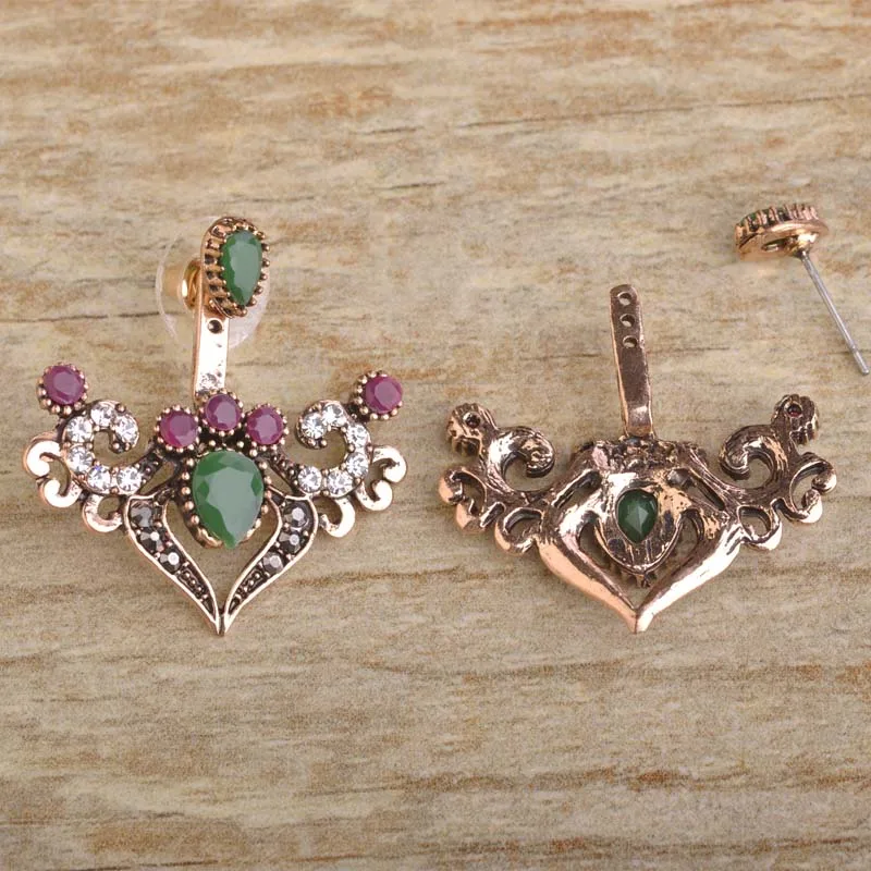 Женские серьги Blucome Винтажные золотого цвета с сердечком двусторонние