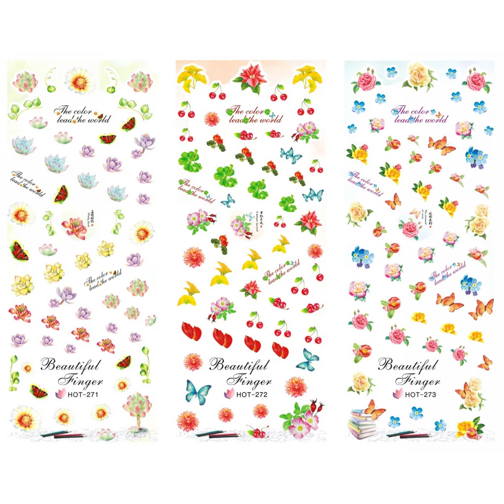 3 упаковки/партия наклейки для ногтей в виде цветочной лозы травы Водные