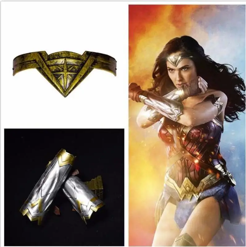 Woman Diana Prince Cosplay Armband Gauntlet and Tiara Headband Crown Wrist Superhero Accessories Props Halloween Bracers | Тематическая