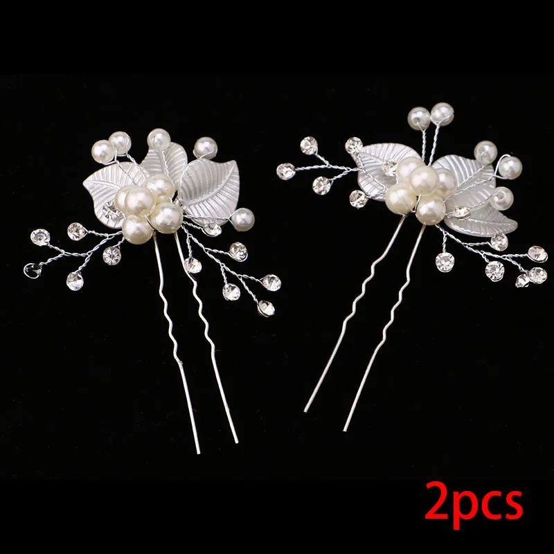 Комплект из 2 предметов элегантный серебристый лист с украшением в виде цветов