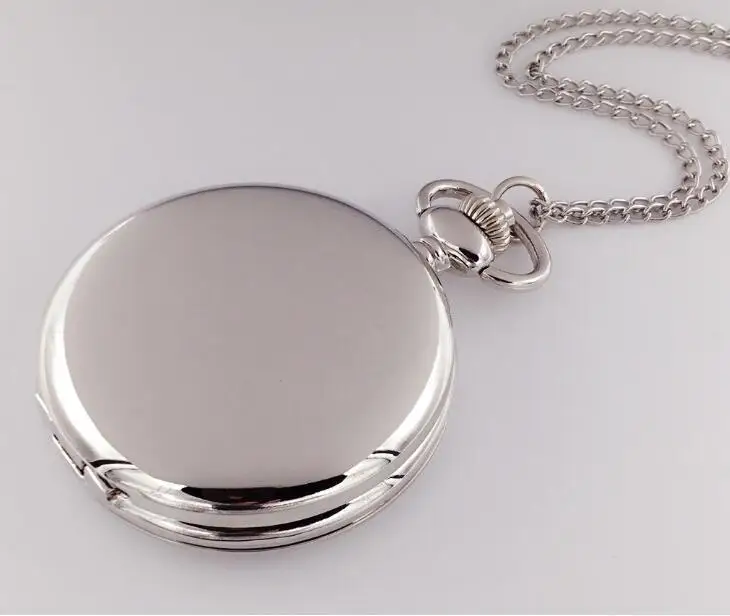 Модные серебряные кварцевые мужские карманные часы с арабским римским номером fob