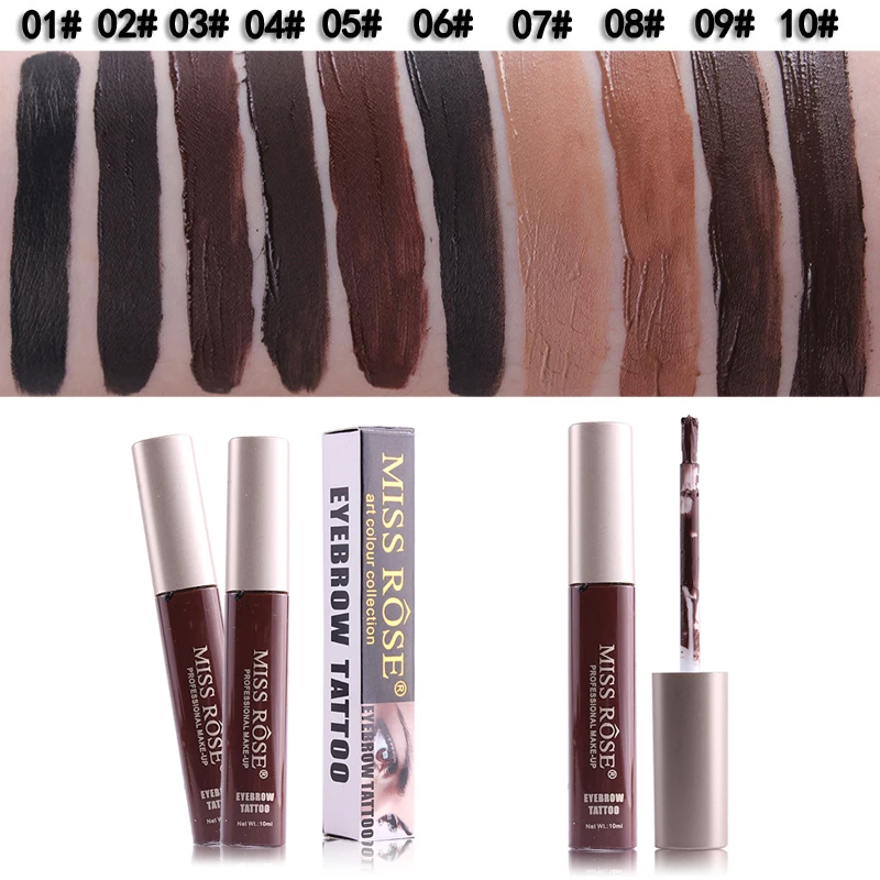 MISS ROSE 9 color Long-lasting Liquid Eyebrow Enhancer Tattoo Tint Waterproof Eyebrow sobrancelha Easy to Wear