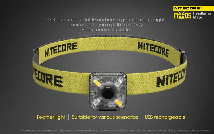 NITECORE NU05 комплект 35 LMs белый красный светильник Высокая производительность 4LED встроенный аккумулятор USB Перезаряжаемый наружный налобный фонарь