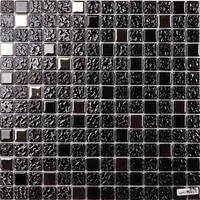 black color electroplated glass mosaic square for bathroom shower tiles kitchen wall glass tiles dining room wall tiles