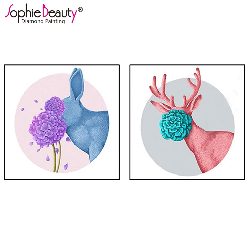 Картина из страз сделай сам Sophie Beauty вышивка крестиком ручная милый цветок олень