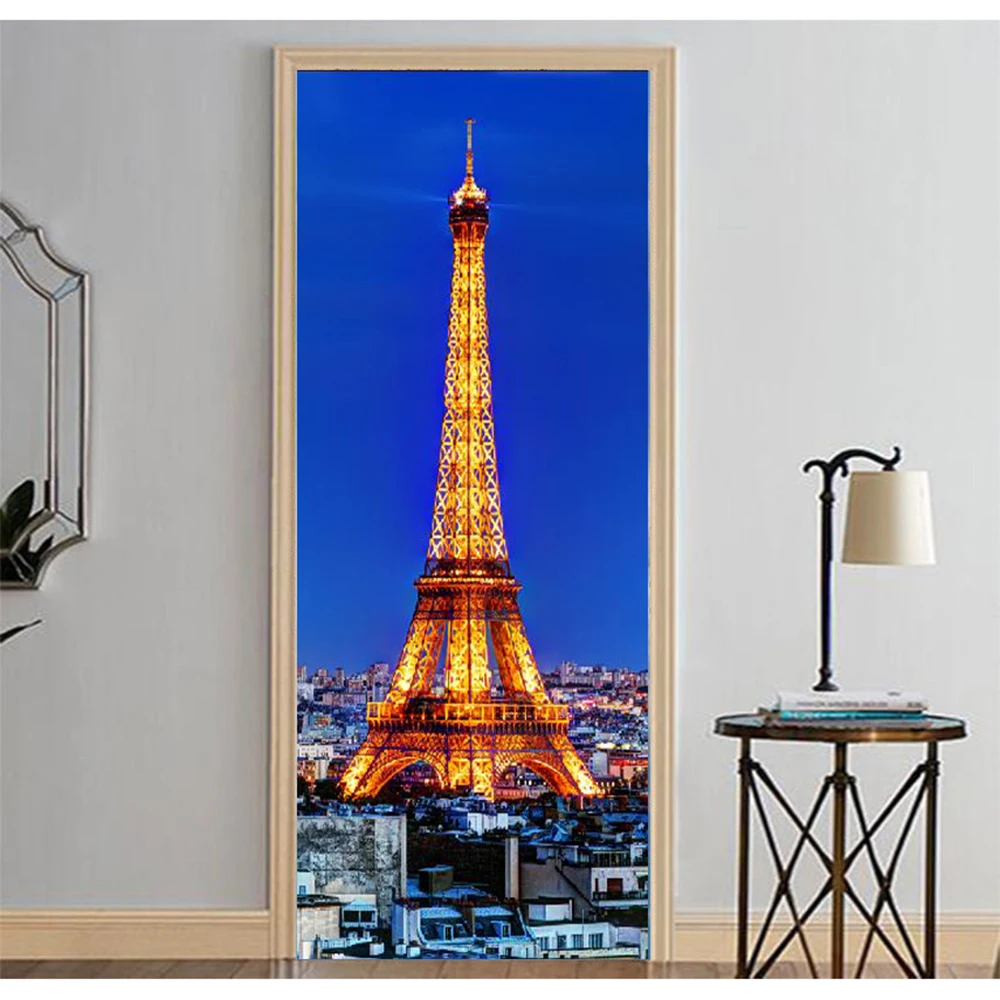 Paris Tower Light Wall Murals Stickers Door Sticker Wallpaper Decals Home Decoration Aug02749 | Дом и сад