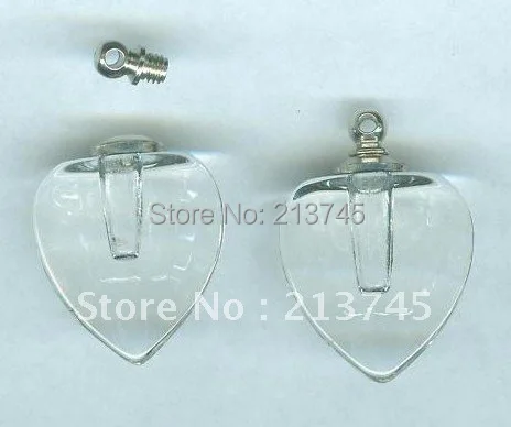 

freeshipping Clearly Heart Perfume pendant * Pre-glued cap * screw cap * rice art pendant