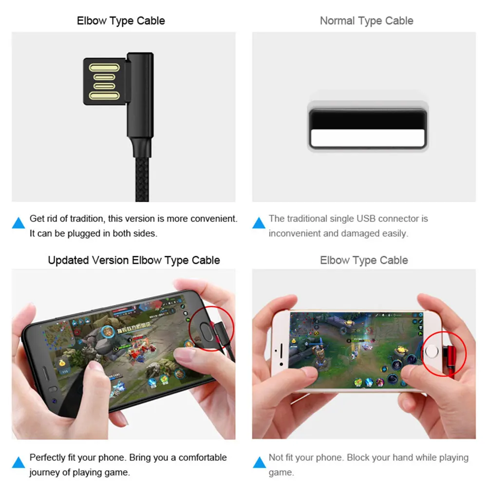 Kobwa 1 2 м 8 USB Type C кабель для передачи данных Портативный 90 градусов прочный быстрое