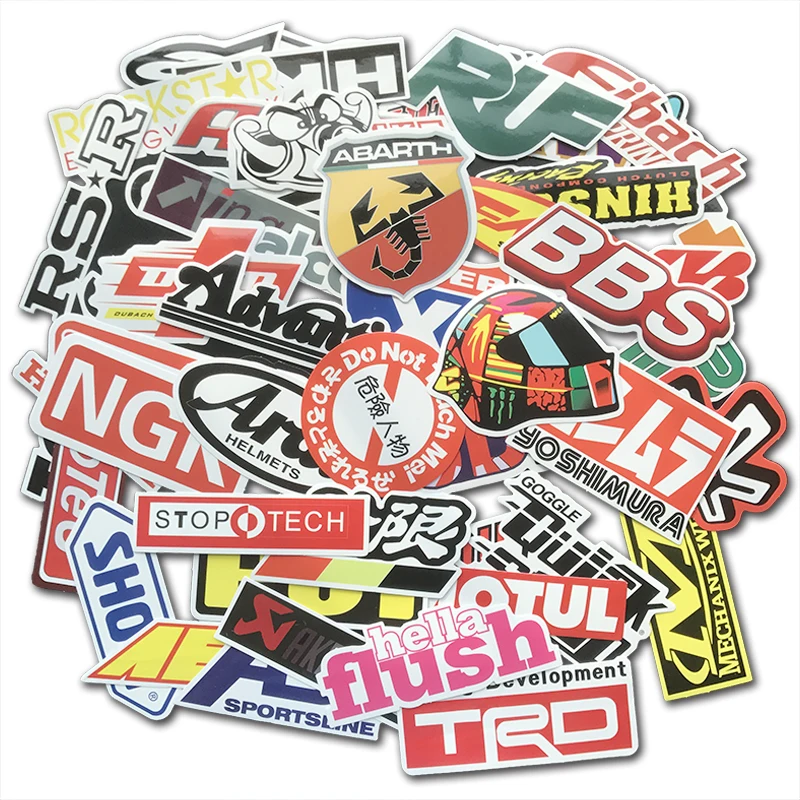 100 PCS Racing Car Stickers Graffiti JDM Car Modification Waterproof Sticker for Motorcycle Bicycle Helmet Motor Suitcase Laptop