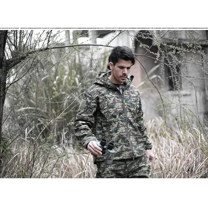 RU Jungle Военная Мужская тактическая куртка из мягкой кожи акулы 4xl, Мужская армейская водонепроницаемая ветрозащитная Боевая куртка TAD, Мужское пальто BF01 - Цвет: RU Jungle