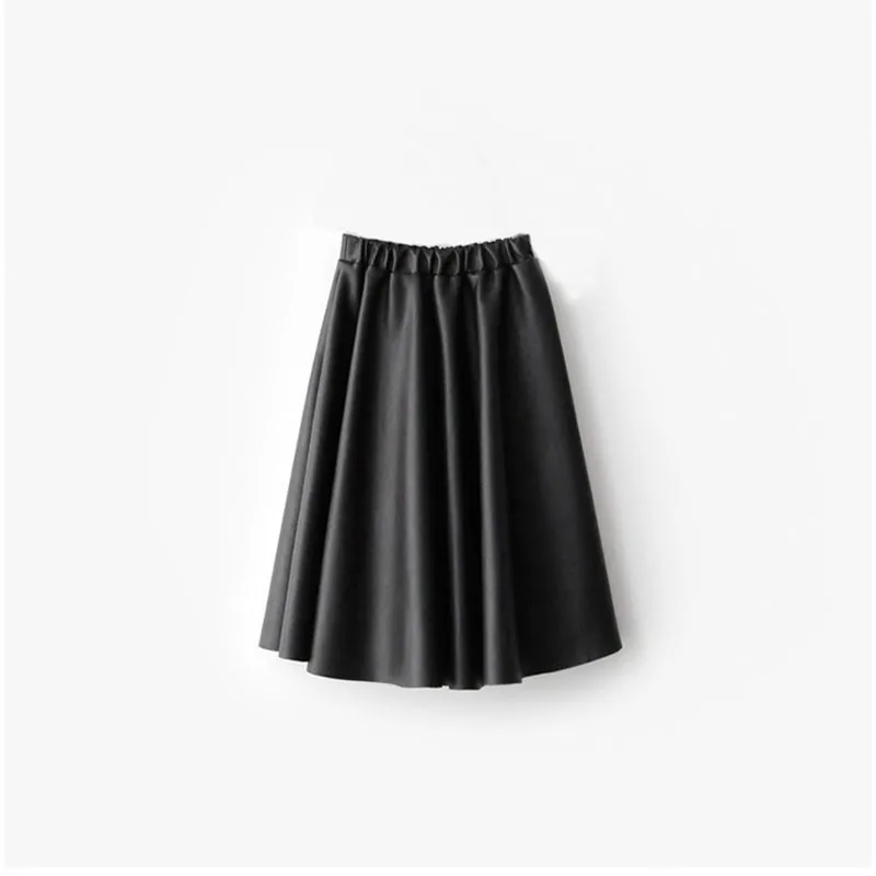 girl long skirts Юбки из искусственной кожи для девочек-подростков, черная школьная юбка для малышей Детская длинная трапециевидная весенне-осенняя коллекция года, одежда для мамы и дочки - Цвет: girl long skirts