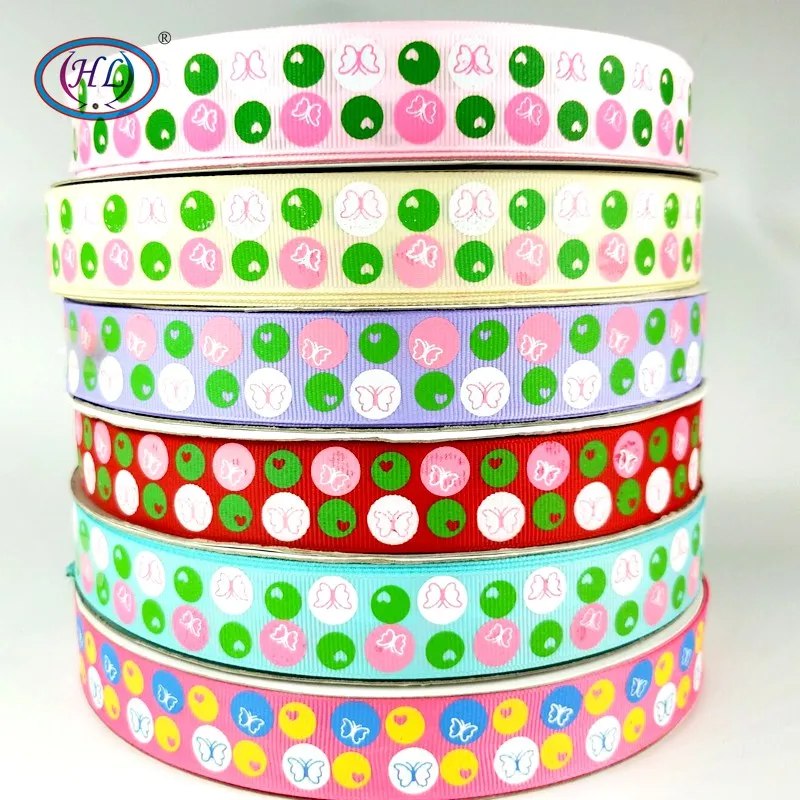 

HL 25MM 50 Yards 100 Yards Printed Butterfly Grosgrain Ribbons Wedding Party Decorative Gift Wrapping DIY Hair Bows