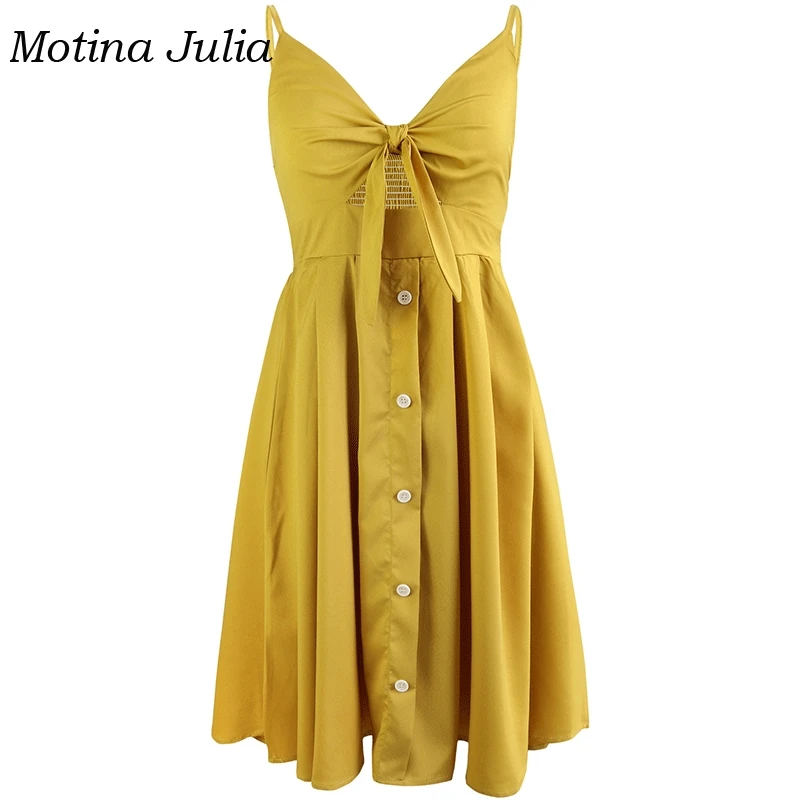 Motina Julia пикантные vintag клетчатый сарафан для женщин Кнопка Лук миди платье boho