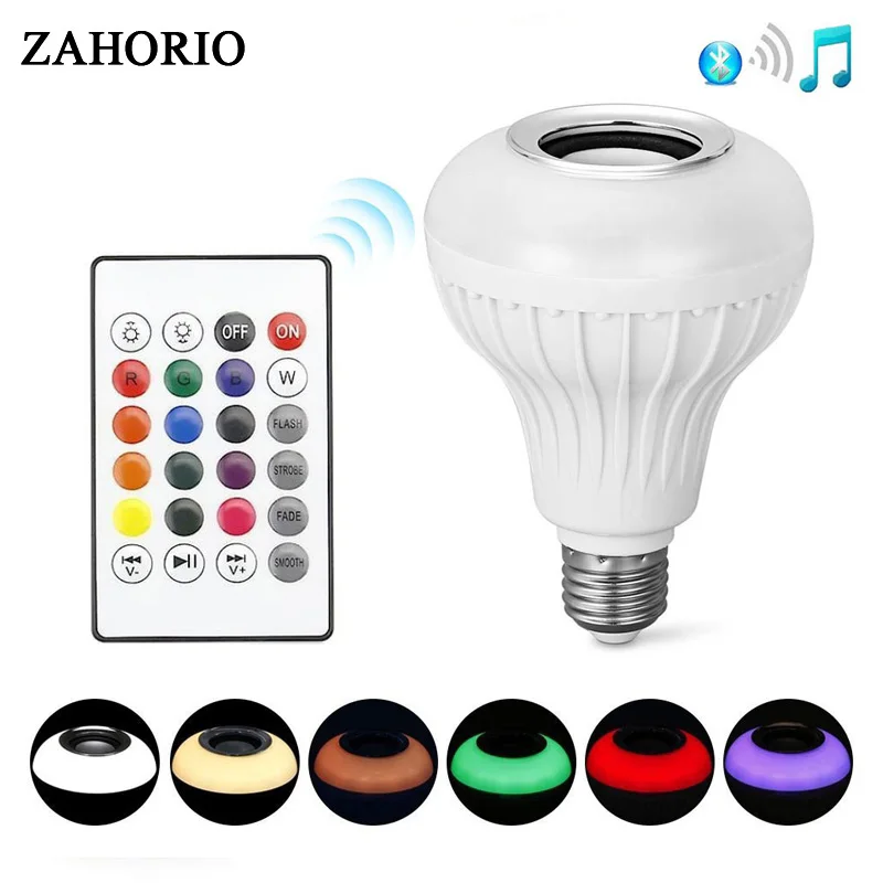 Смарт E27 RGB Bluetooth Динамик светодиодный лампы светильник 12 Вт работы в режиме