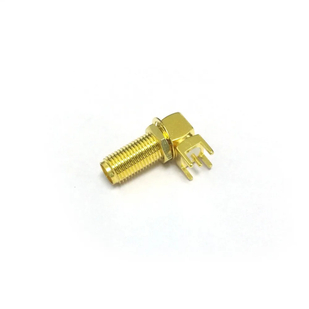 

1 шт. SMA гнездо Гайка RF коаксиальный модем Конвертор разъем PCB крепление под прямым углом позолоченный 14 мм резьба НОВЫЙ SMA разъем