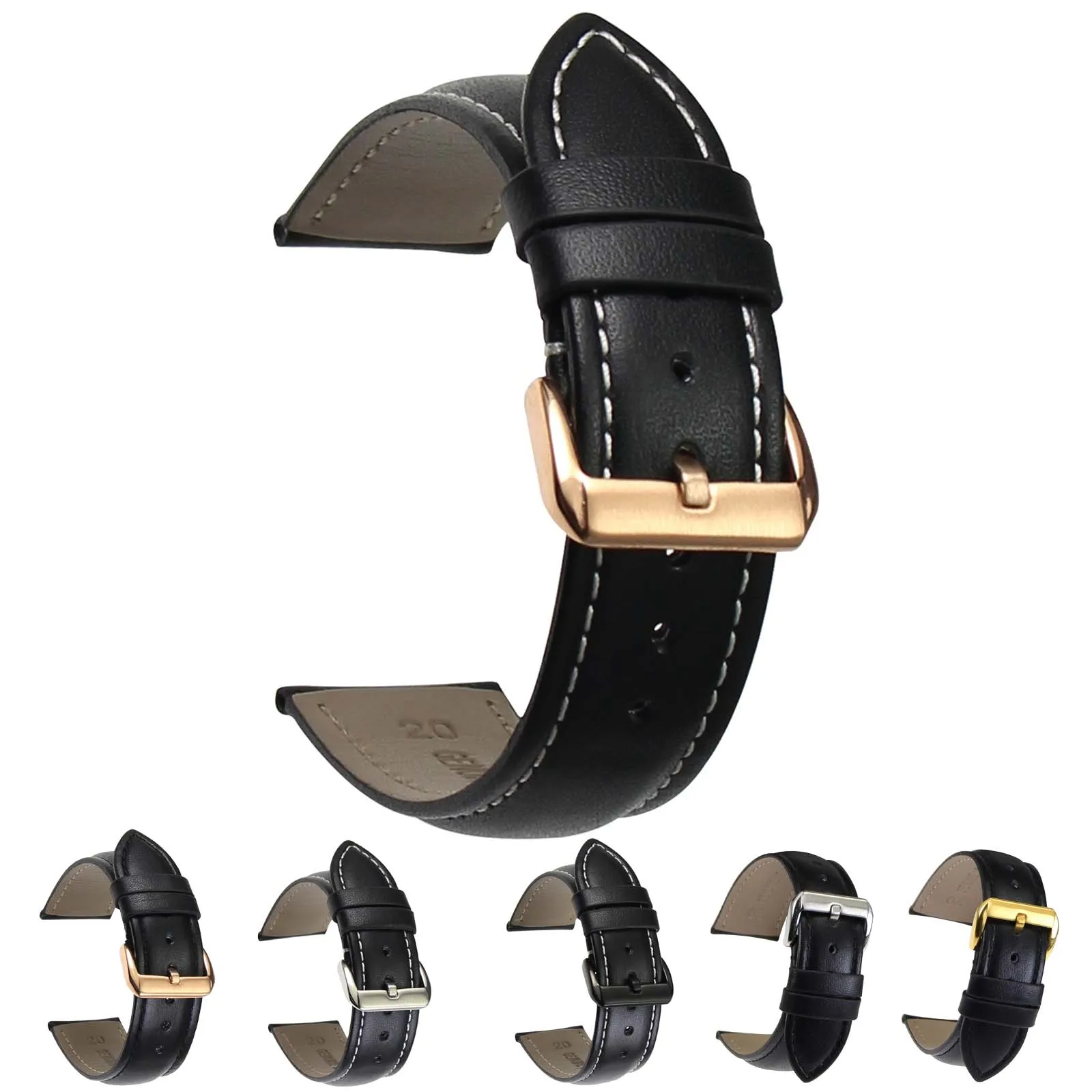 

ZLIMSN Watch Strap 18 20 22 24 26mm Brown Black Leather Watchbands Men Women Watch Band Smooth Bracelet Relojes Hombre TG1095