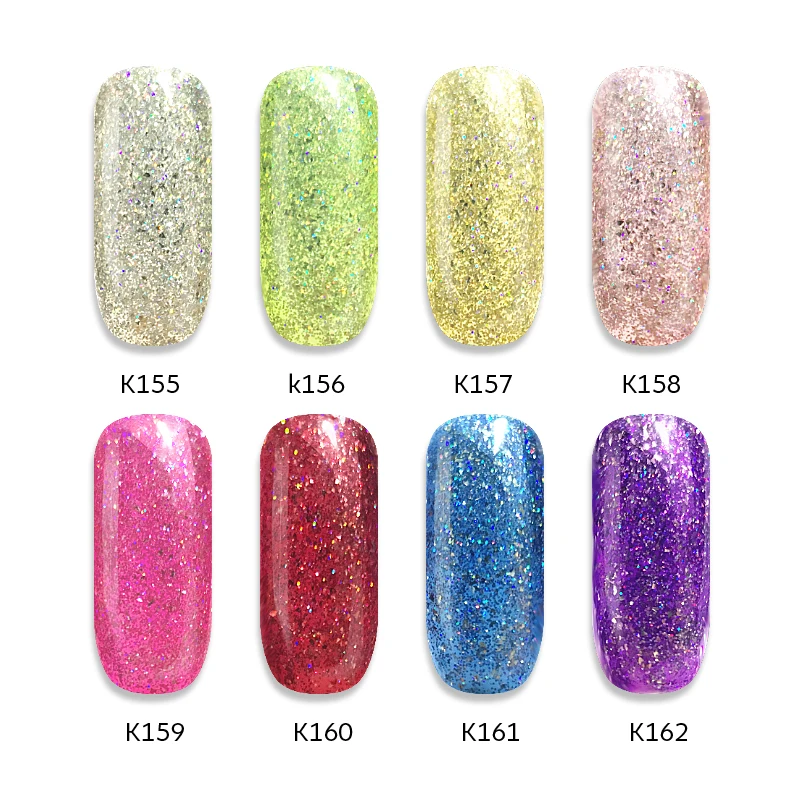 Kads новинка неоновый Глиттеры для ногтей Гель лак uv/led soak off Гели Цвет Радуга УФ Топ