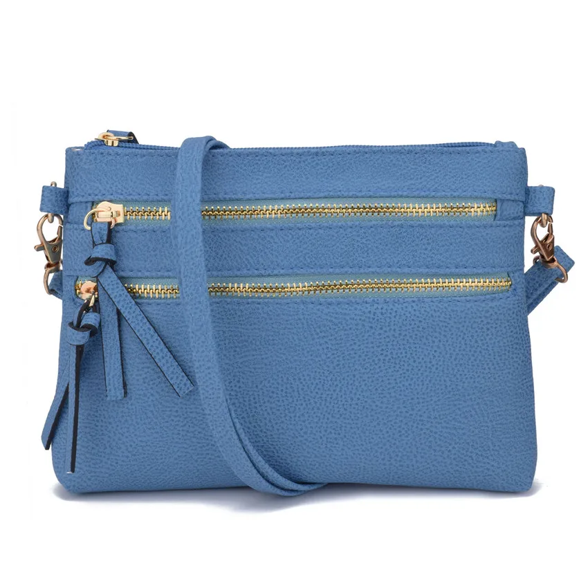 Sky Blue JIARUO мода мульти карман на молнии для женщин небольшой мини плеча Crossbody сумка женская сумка сумки сумка для мобильного телефона - Цвет: Sky Blue