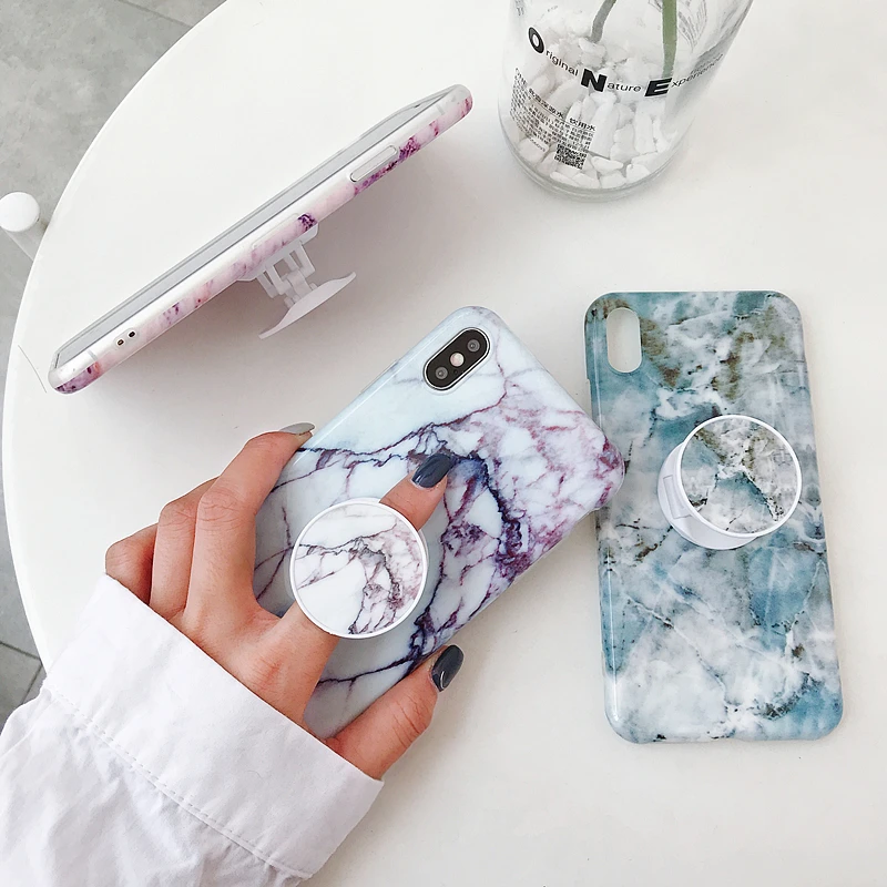 Для IPhone 6 7 8 Plus чехол для 11Pro Max защита от падения ТПУ Гладкий мрамор XS XR кронштейн