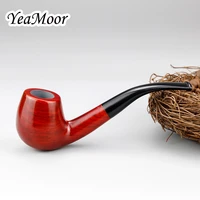 vintage bent smoking pipe handmade red sandal wood pipe 10 tools free 9mm filter wooden pipe tobacco pipe smoking accessory