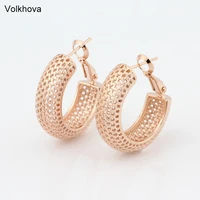 european and american hollowing out elegant environmental protection fights allergy copper hoop earrings for women