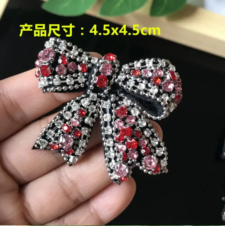 3D нашивки ручной работы из бисера галстук-бабочка пришивной Кристалл патч для одежды Стразы Аппликация из бисера милый патч