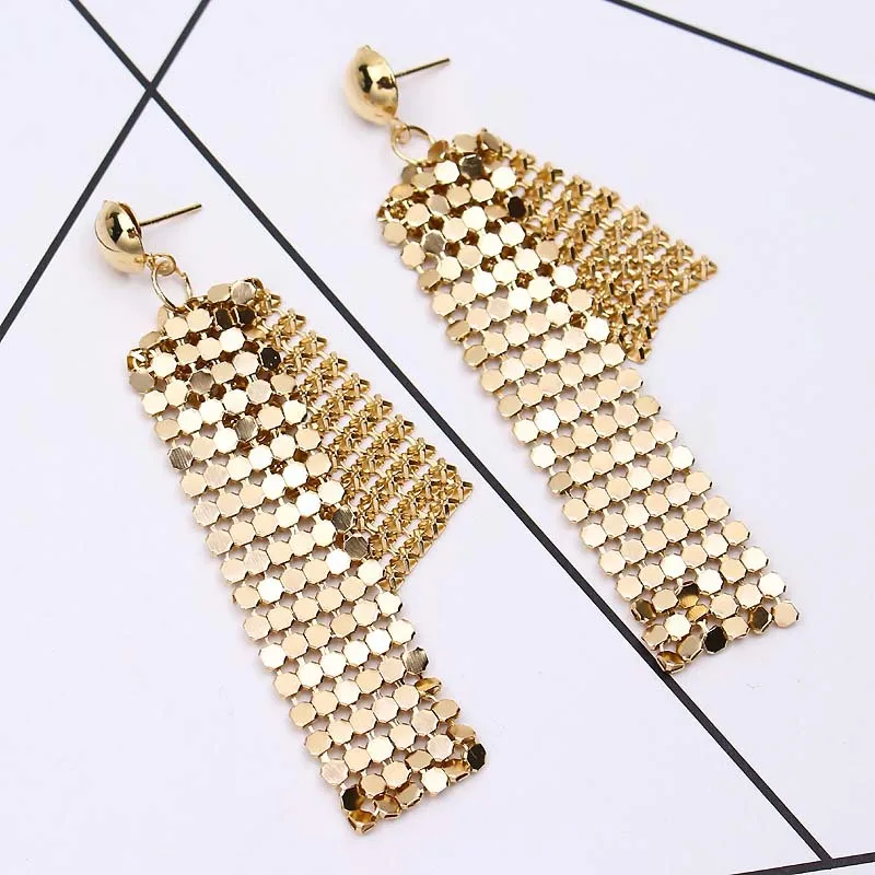 Модные Винтажные Свадебные висячие серьги в стиле бохо 2018 золотые длинные