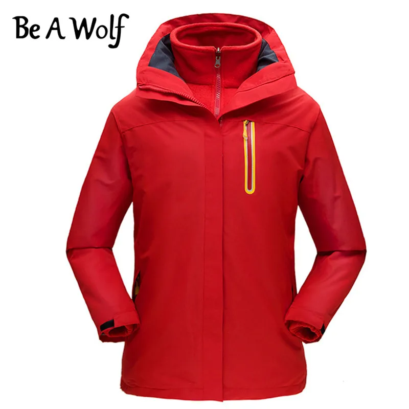 women-red Зимняя теплая походная куртка Be A Wolf для женщин и мужчин, походная одежда для рыбалки, водонепроницаемая ветровка, куртка с подогревом J1748/J1749 - Цвет: women-red