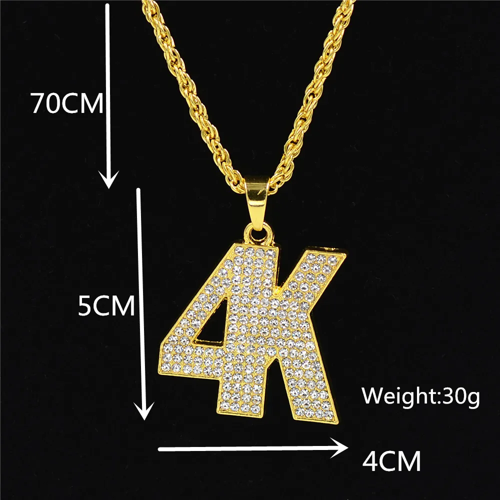 Женские и мужские подвески в стиле хип хоп со стразами буквами 4K|golden chain necklace|chain