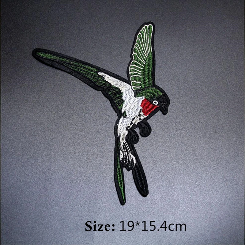 Дешевая вышитая зеленая Ласточка 1 пара/2 штуки нашивки для шитья пары птиц одежды