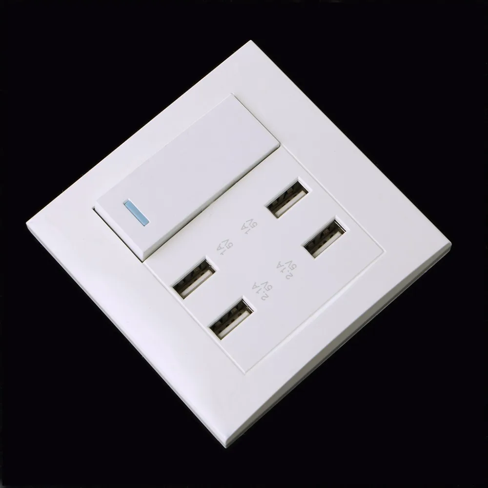 Настенный выключатель с 4 USB-портами 220 В 10 А | Обустройство дома