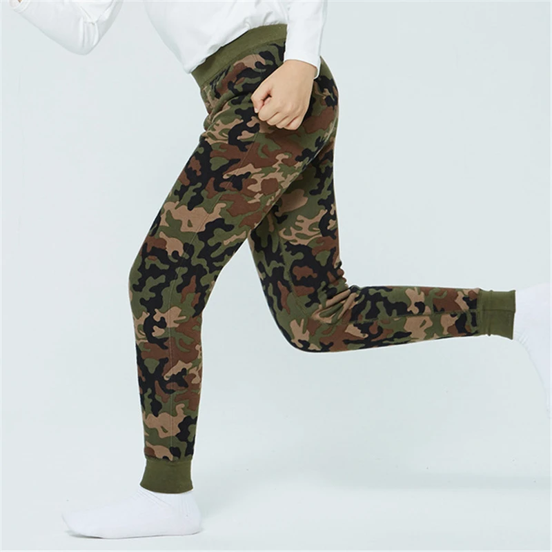 Kid Elastic Waist Thick Leggings Boys Camouflage Thermal Warm Pants Toddler Children Fleece Lined Comfortable Leggings AA60508