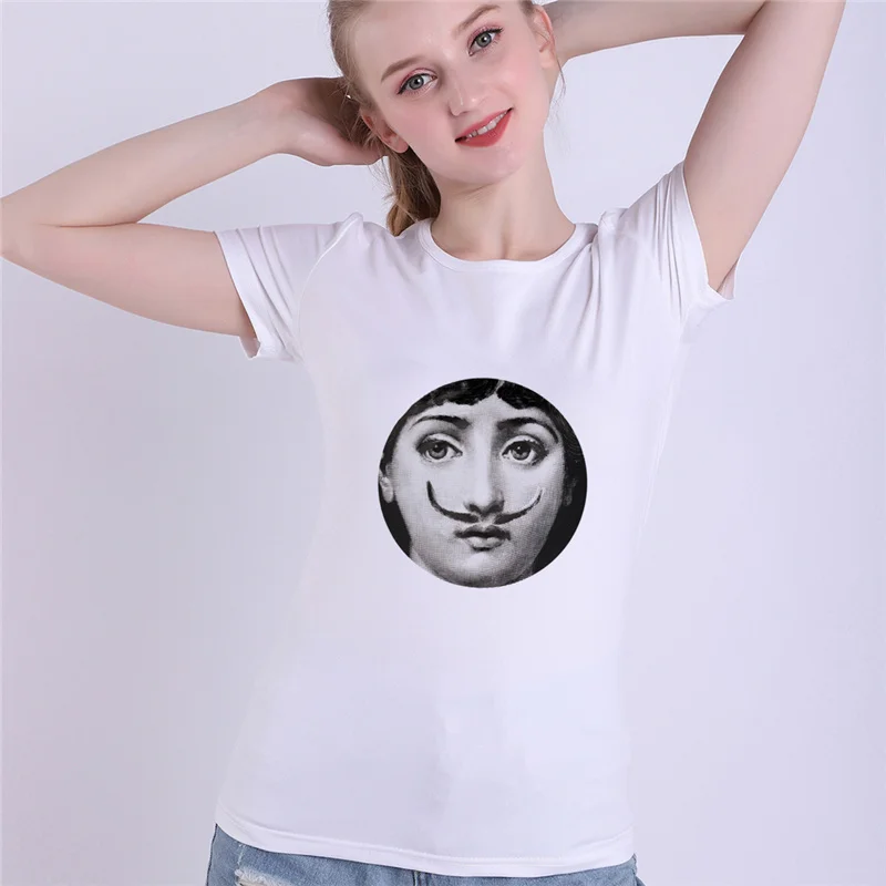 Lina Cavalieri Face летние футболки Модальные rosenthal Piero fornasetti Vogue Женская забавная белая футболка модная одежда уличная Футболка Топ - Цвет: 24
