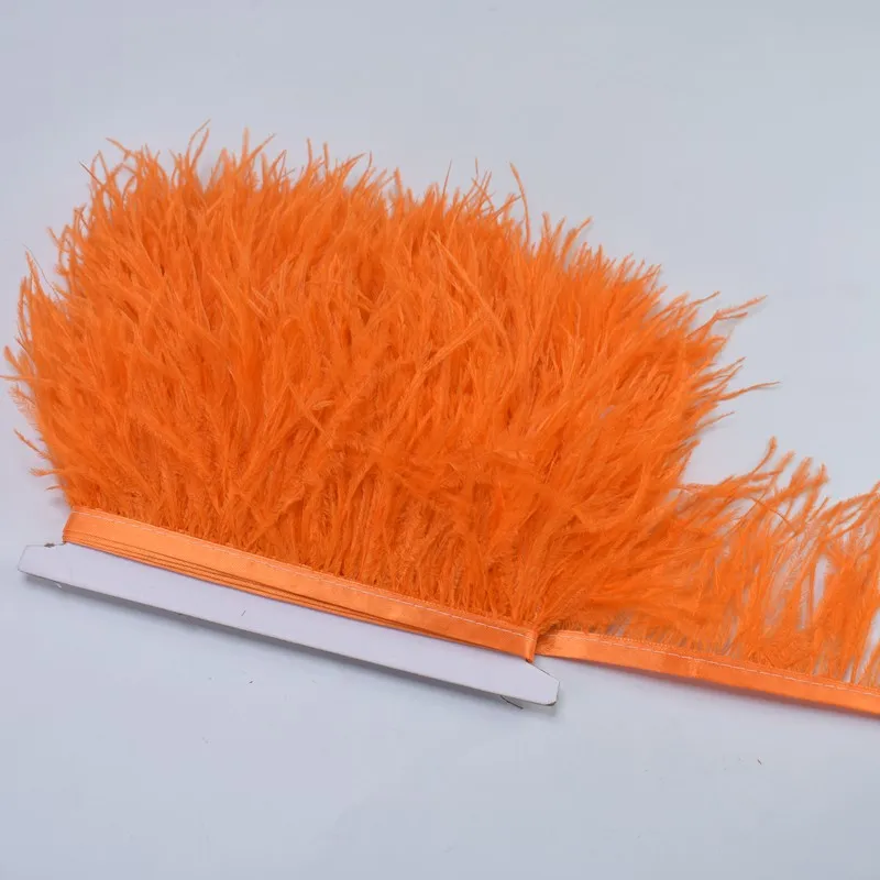 8 Orange 1 метр натуральный страуса лента перья 8-10 см ширина перья микс декоративные перья белые перья для декора рукоделия - Цвет: 8 Orange