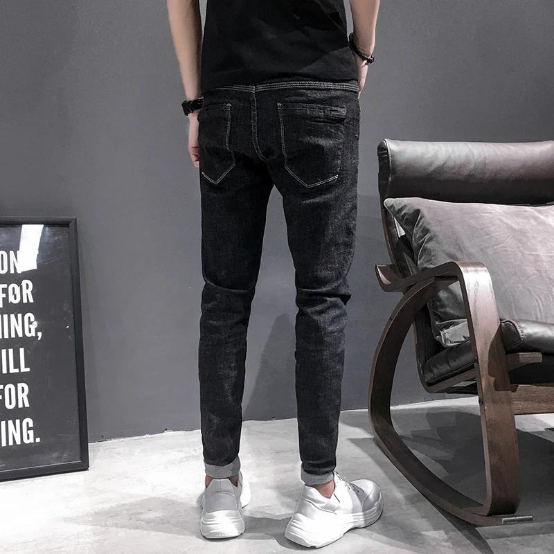 Джинсы мужские в стиле ретро простые байкерские джинсы Slim Fit универсальные брюки