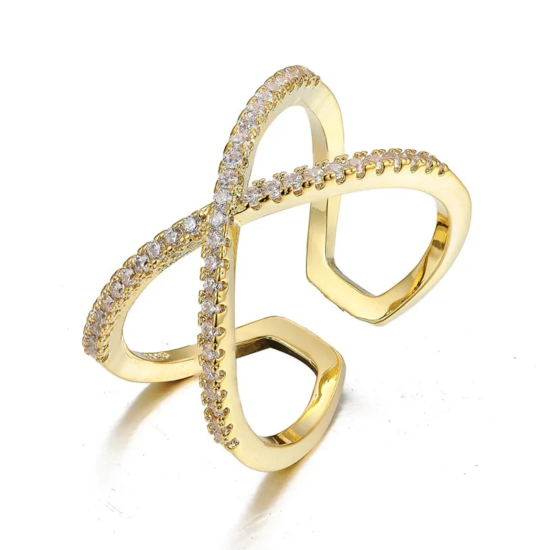 white stone gold Розовое золото серебро Цвет Черный Циркон Регулируемый Открытый твист модные кольца для женщин Любовь вечерние женские bijoux anel ювелирные изделия R4697 - Цвет основного камня: white stone gold