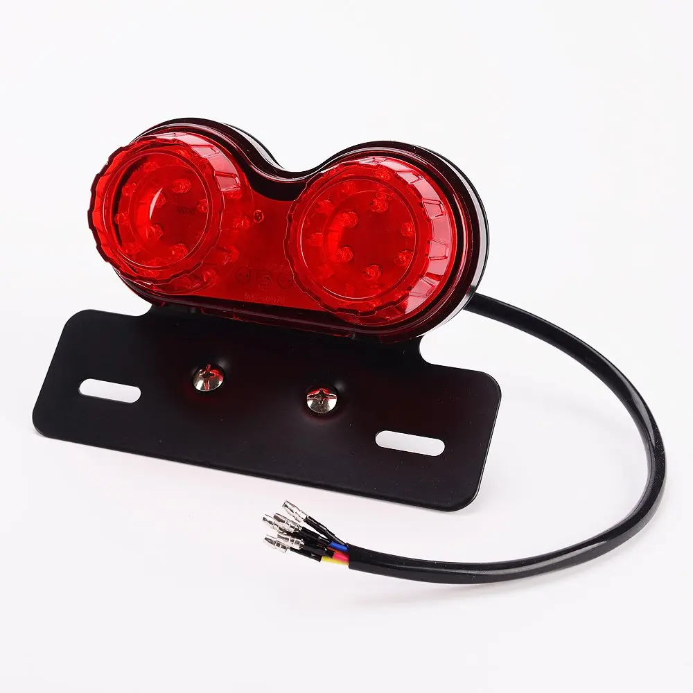 

1Pair Motorcycle Red Tail Light 80W LED Integrated Running Turn Signal Lamp License Plate Bracket